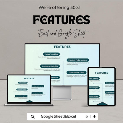 Daily Sales Report Template | Excel & Google Sheets | Sales Tracker Dashboard | Business Analytics Spreadsheet | Sales Performance Log