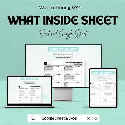 Health and Safety Compliance Checklist, Safety Campaign Tracker, Workplace Safety Template, OSHA Checklist, Google Sheets & Excel