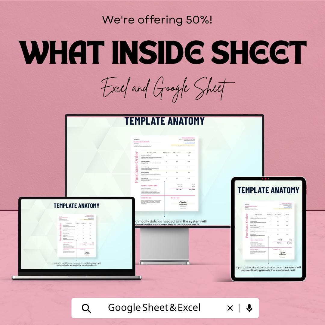 Proforma Purchase Order Template | Purchase Order Spreadsheet | Business Order Form Template | Excel & Google Sheets | Vendor Order Tracker