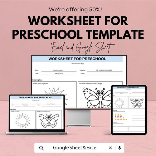 Preschool Worksheet Template | Kids Learning Worksheets | Printable Activity Sheets | Homeschool Resources | Early Education Workbook