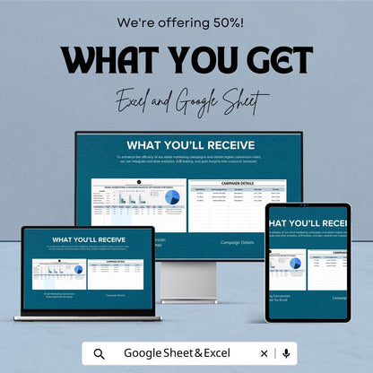 Email Marketing Conversion Rate Optimizer Template | Email Campaign Analytics Sheet | Email CTR and Conversion Tracker