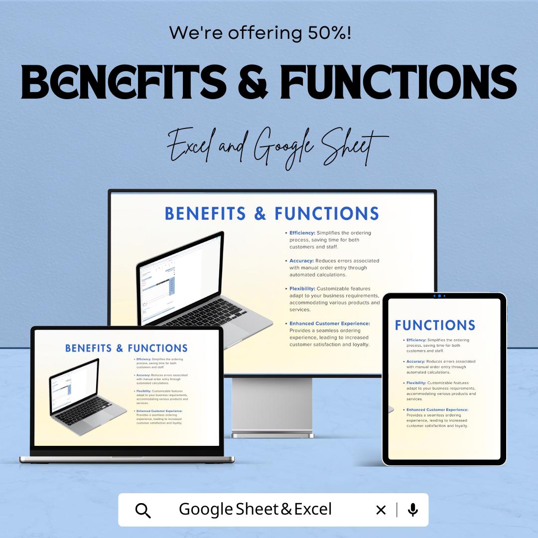 Simple Order Form Sheet | Excel & Google Sheets Template | Customizable for Small Business Orders | Instant Download