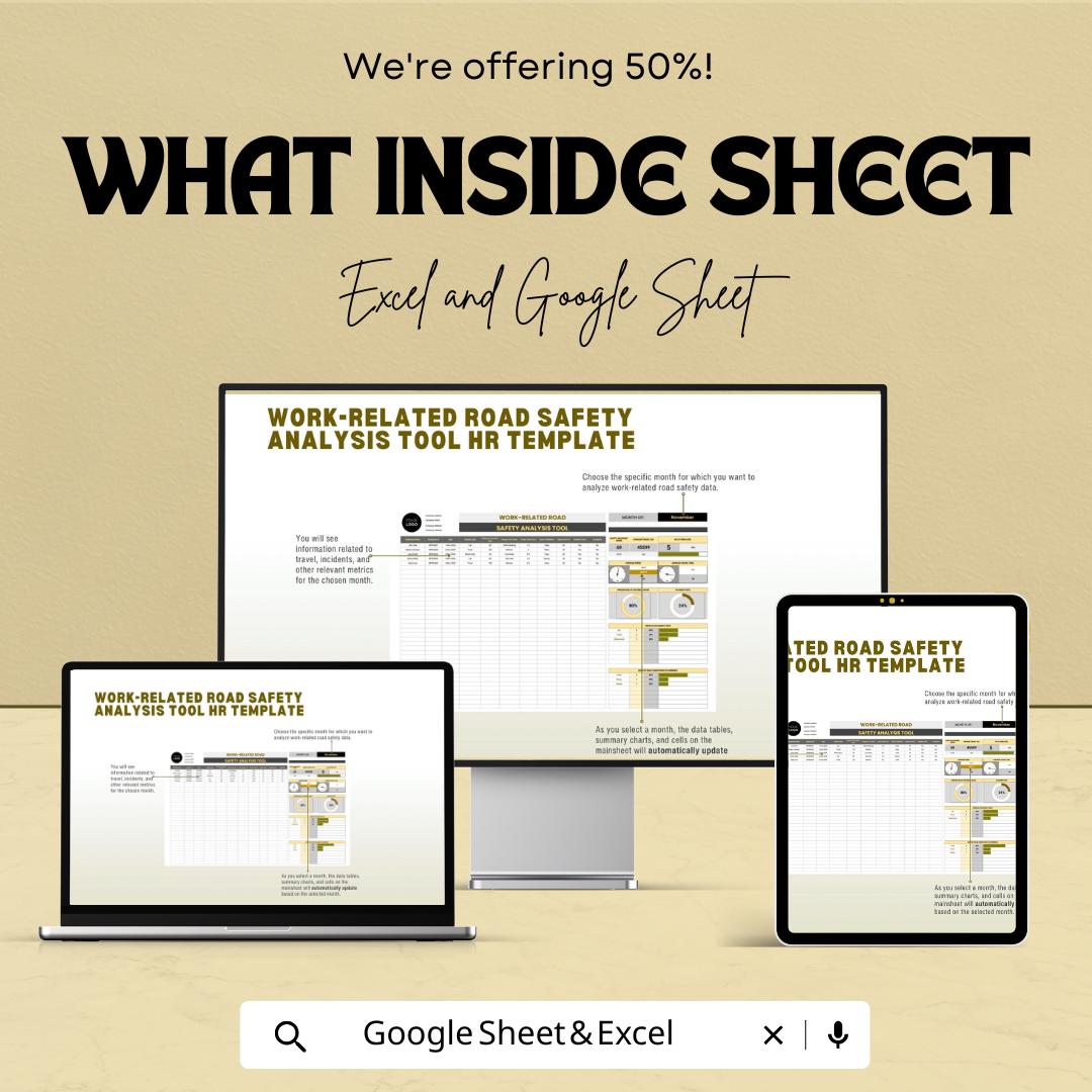 Work-Related Road Safety Analysis Tool HR Template | Excel & Google Sheets Safety Dashboard | Employee Driving Risk Tracker