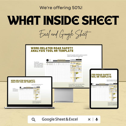 Work-Related Road Safety Analysis Tool HR Template | Excel & Google Sheets Safety Dashboard | Employee Driving Risk Tracker