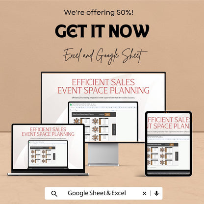 Sales Event Space Layout Planner Template | Event Seating Chart | Venue Floor Plan Planner | Excel & Google Sheets