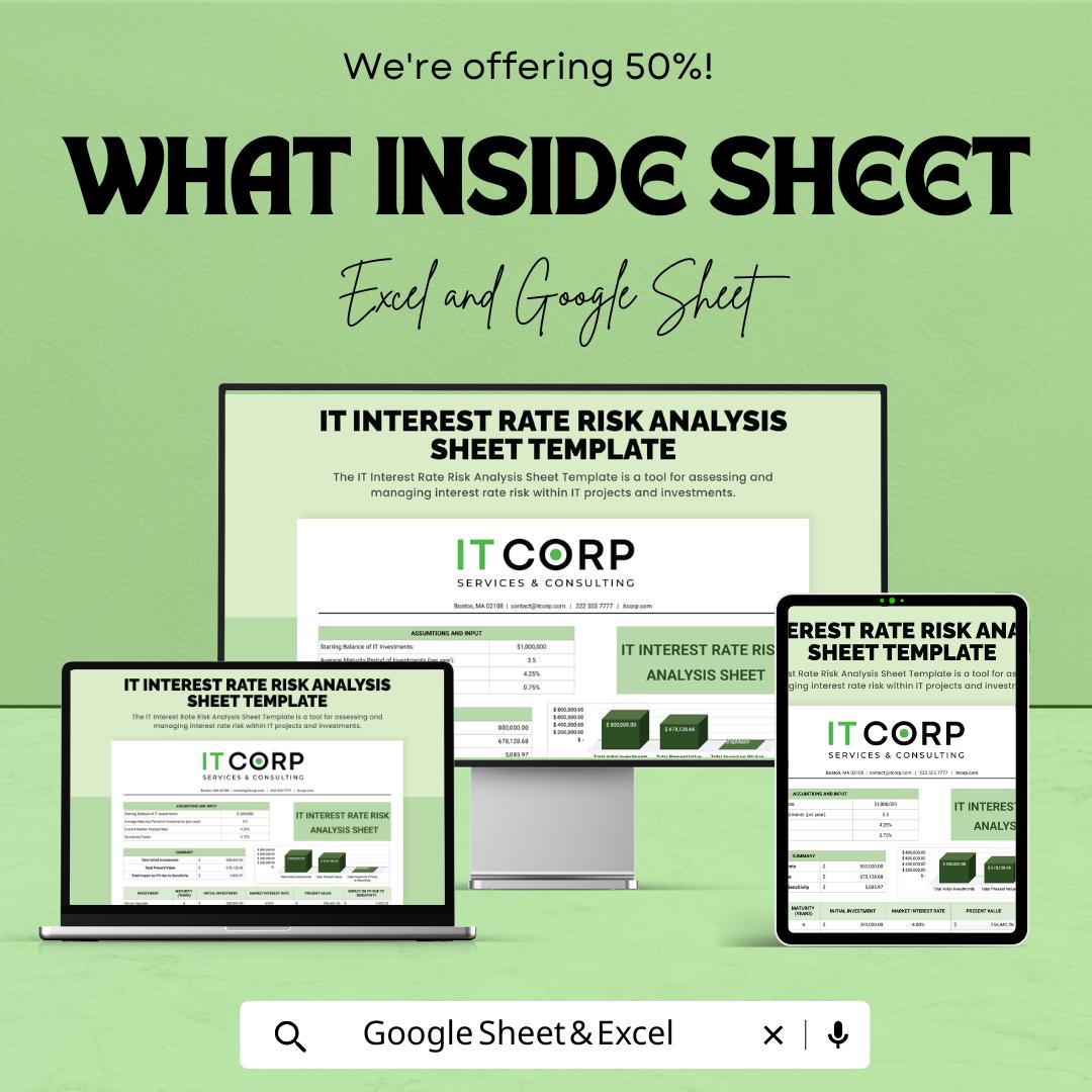 IT Interest Rate Risk Analysis Sheet Template | Interest Rate Risk Tool | Excel & Google Sheets Finance Model | Investment Risk Analysis