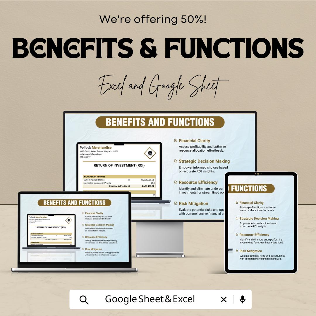 Product ROI Template | Excel & Google Sheets | Return on Investment Calculator | Profit Analysis Template | Business Finance Spreadsheet