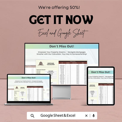 Real Estate Mortgage Calculator | Excel & Google Sheets Loan Payment Calculator | Amortization Schedule Spreadsheet | Home Loan Planner