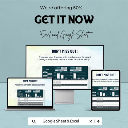 Finance Dynamic Balance Sheet Template | Financial Statement Spreadsheet | Assets & Liabilities Tracker | Business Finance Tool