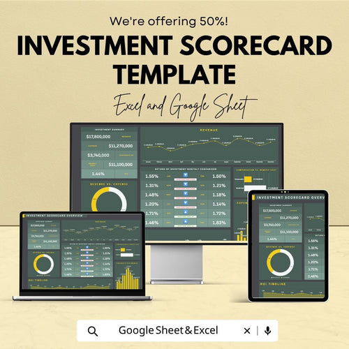 Investment Scorecard Template | ROI Tracker | Investment Analysis Dashboard | Portfolio Performance Tracker | Financial Planning Tool