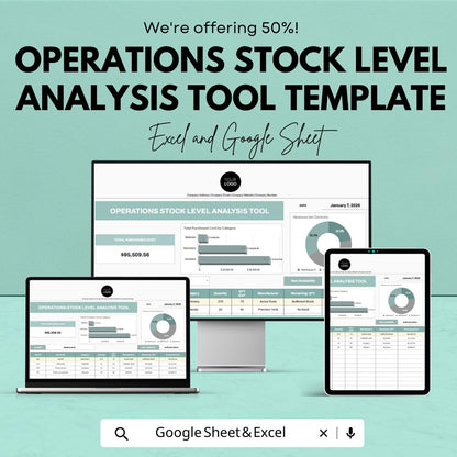 Operations Stock Level Analysis Tool Template | Inventory Management Spreadsheet | Excel & Google Sheets
