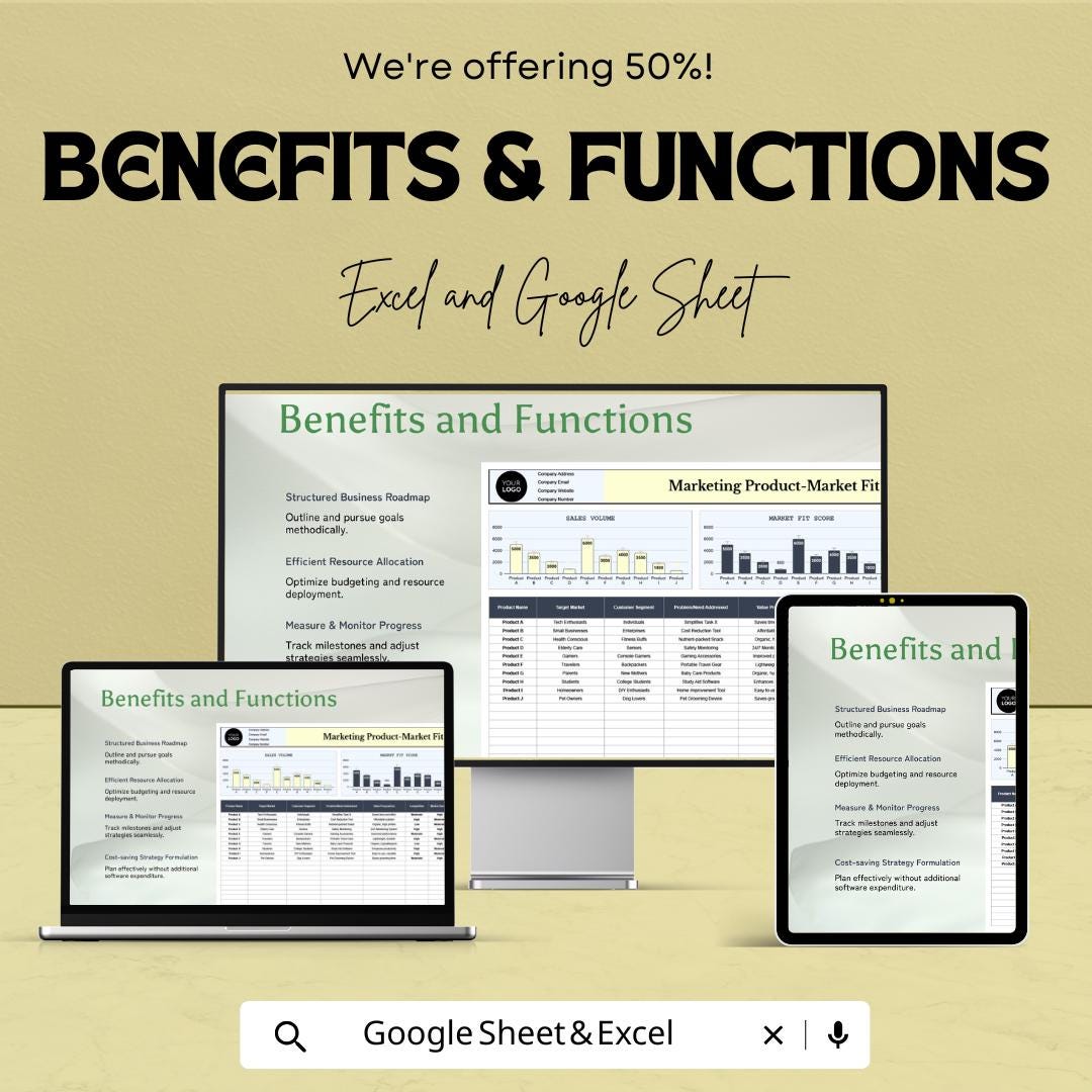 Marketing Product-Market Fit Assessment Template | Business Strategy Spreadsheet | Product Evaluation Tool | Market Analysis Template