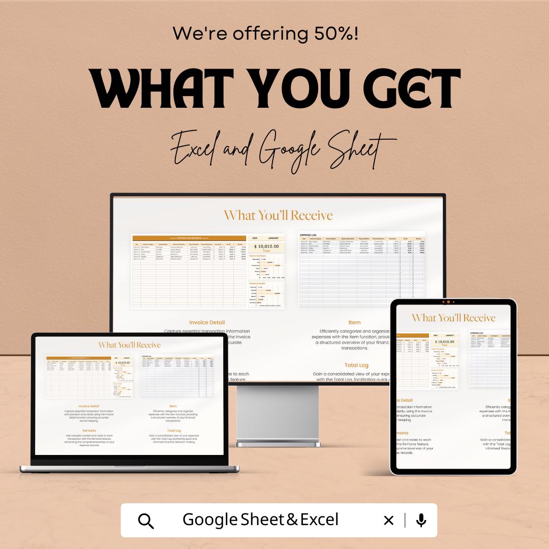 Expense Tracker Spreadsheet | Expense Bookkeeping Template | Business Expense Tracker | Expense Log | Small Business Expense Tracker