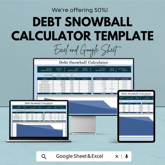 Debt Snowball Calculator Template | Debt Payoff Tracker | Loan Reduction Spreadsheet | Financial Planning Tool | Budget Template