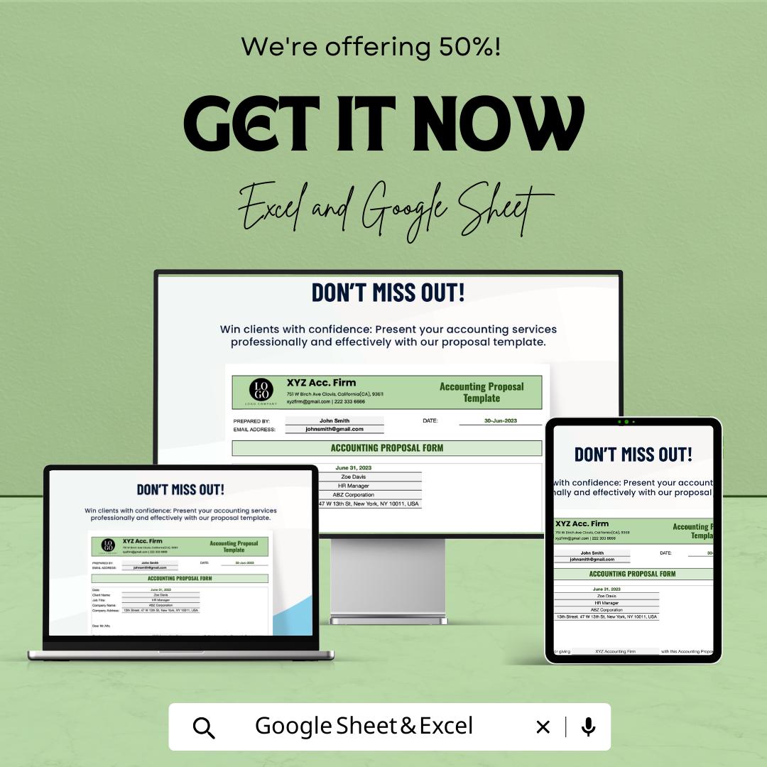 Accounting Proposal Template  | CPA Proposal Template | Bookkeeping Service Proposal | Editable Accounting Business Proposal