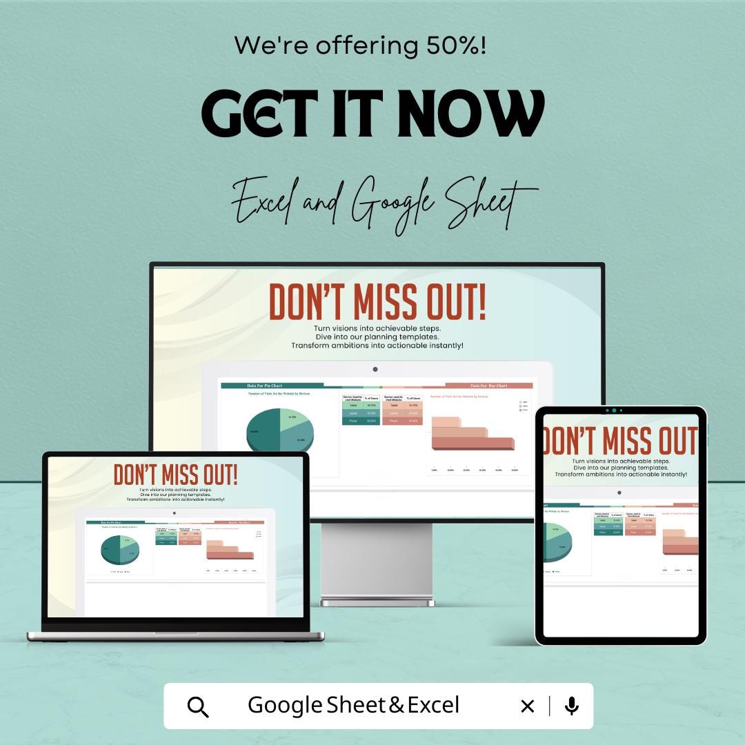 Pie and Bar Chart Sheet – Excel & Google Sheets Template | Customizable Data Visualization | 50% Off