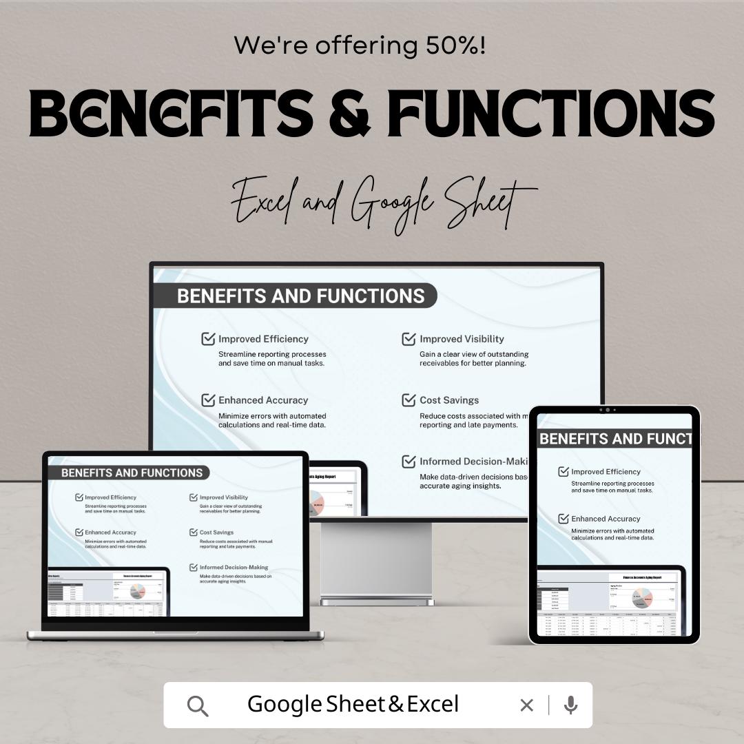 Finance Accounts Aging Report Template, Accounts Receivable Aging, AR Aging Spreadsheet, Invoice Aging Tracker, Finance Report