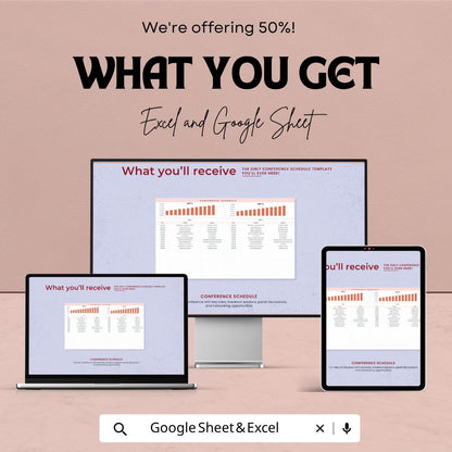 Conference Schedule Template | Event Planner Spreadsheet | Conference Agenda Planner | Event Schedule Template