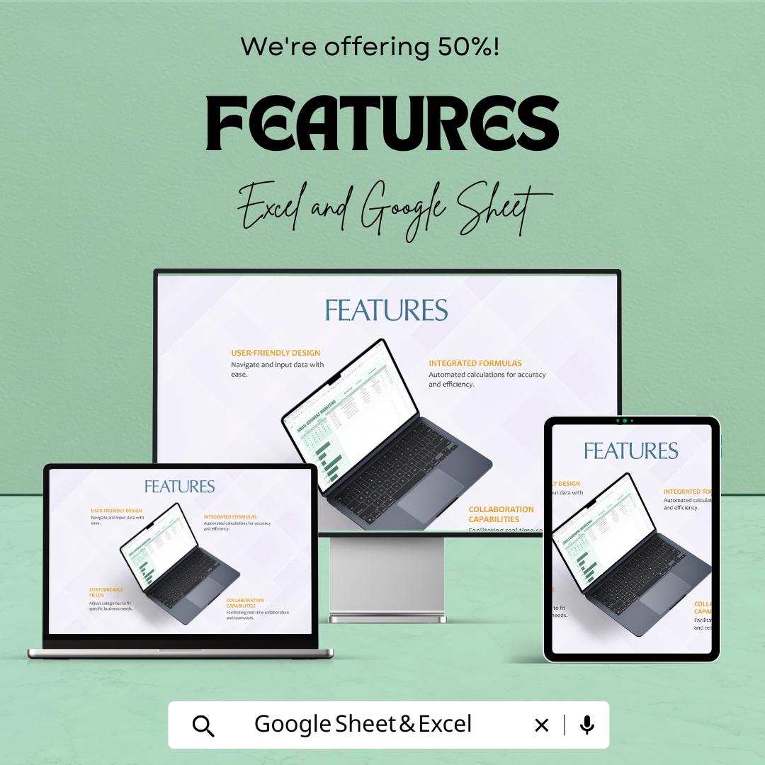 Small Business Marketing Template | Marketing Plan Spreadsheet | Marketing KPI Tracker | Small Business Strategy Template |