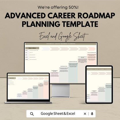 Advanced Career Roadmap Planning Template  | Career Development Planner | Professional Growth Tracker | Career Goals Planner