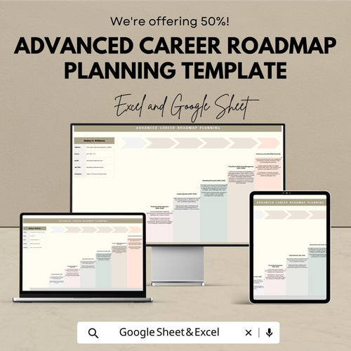 Advanced Career Roadmap Planning Template  | Career Development Planner | Professional Growth Tracker | Career Goals Planner