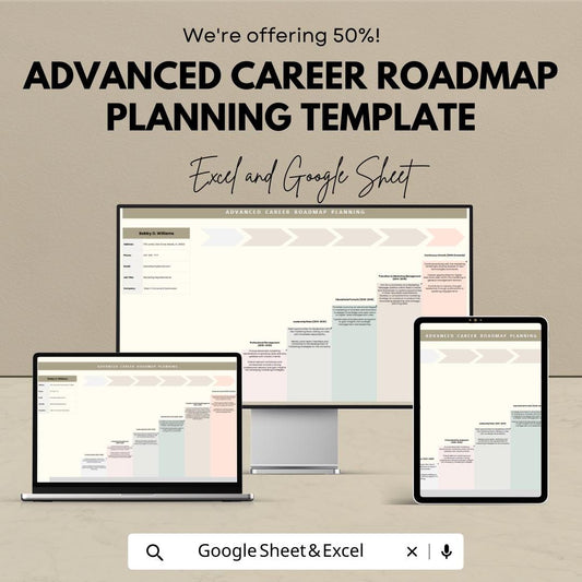 Advanced Career Roadmap Planning Template  | Career Development Planner | Professional Growth Tracker | Career Goals Planner
