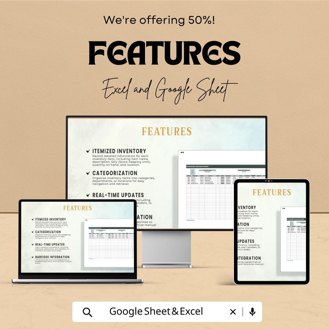 Inventory Tracking Sheet Template Excel, Stock Tracker Spreadsheet, Product Inventory Log, Warehouse Management Sheet