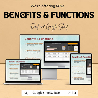 Accounts Efficiency Analysis Template | Financial Performance Dashboard | Accounting KPI Tracker | Excel & Google Sheets