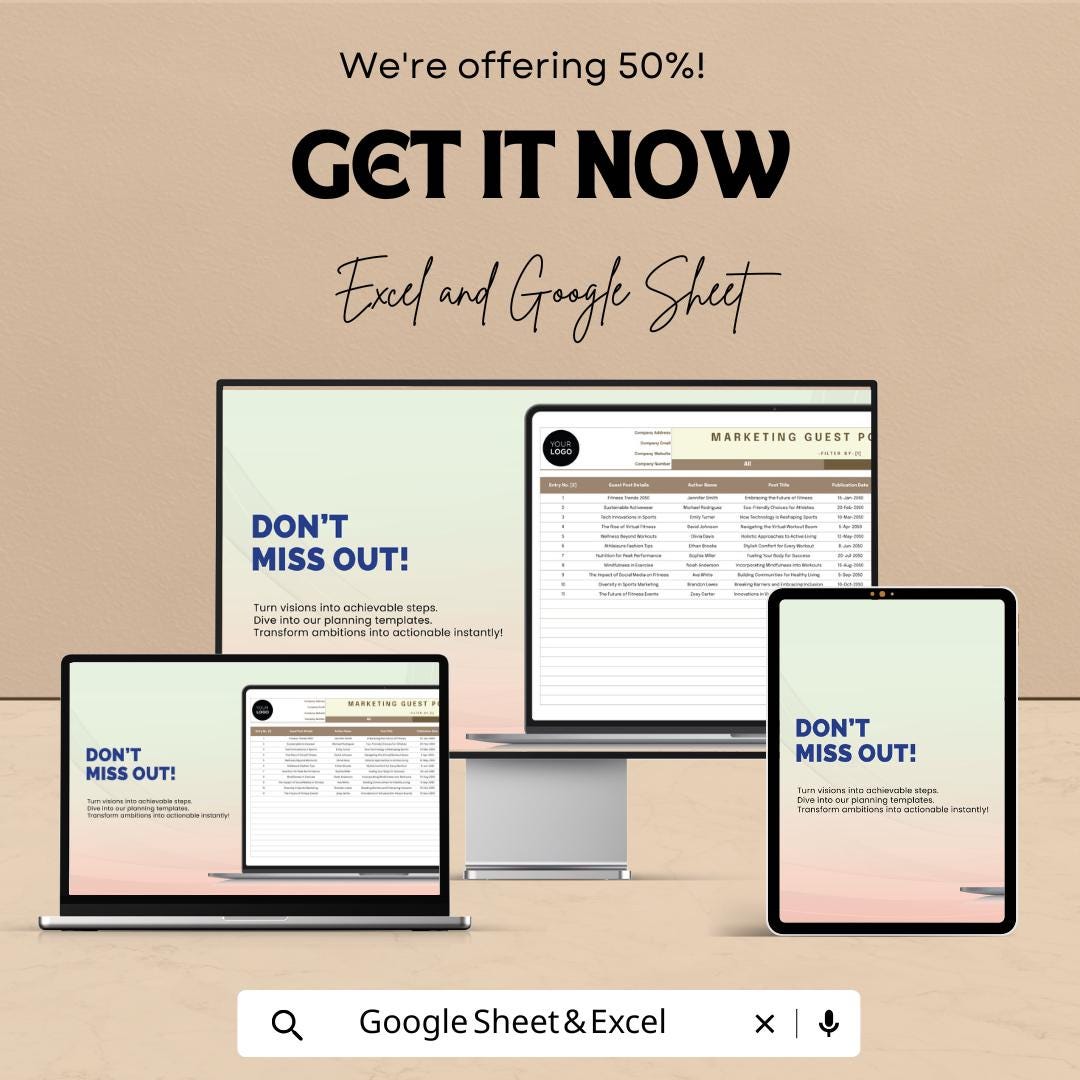 Marketing Guest Post Tracker Template | Excel & Google Sheets | Guest Blogging Tracker | Content Marketing Spreadsheet