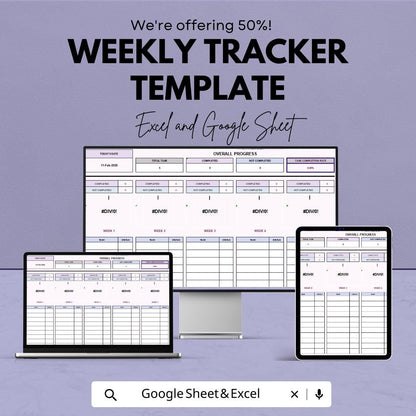Weekly Tracker Template | Excel and Google Sheets Planner | Productivity Tracker | Weekly Task Manager | Business & Personal Planner