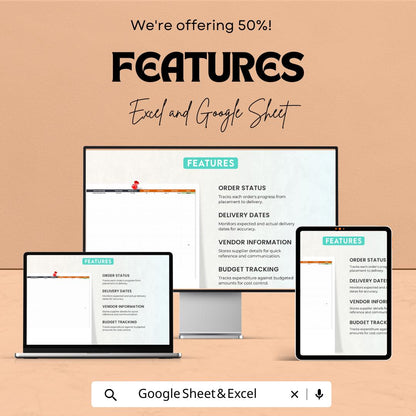 Administration Purchase Order Tracker Template | Purchase Order Management | PO Tracker Spreadsheet | Excel & Google Sheets