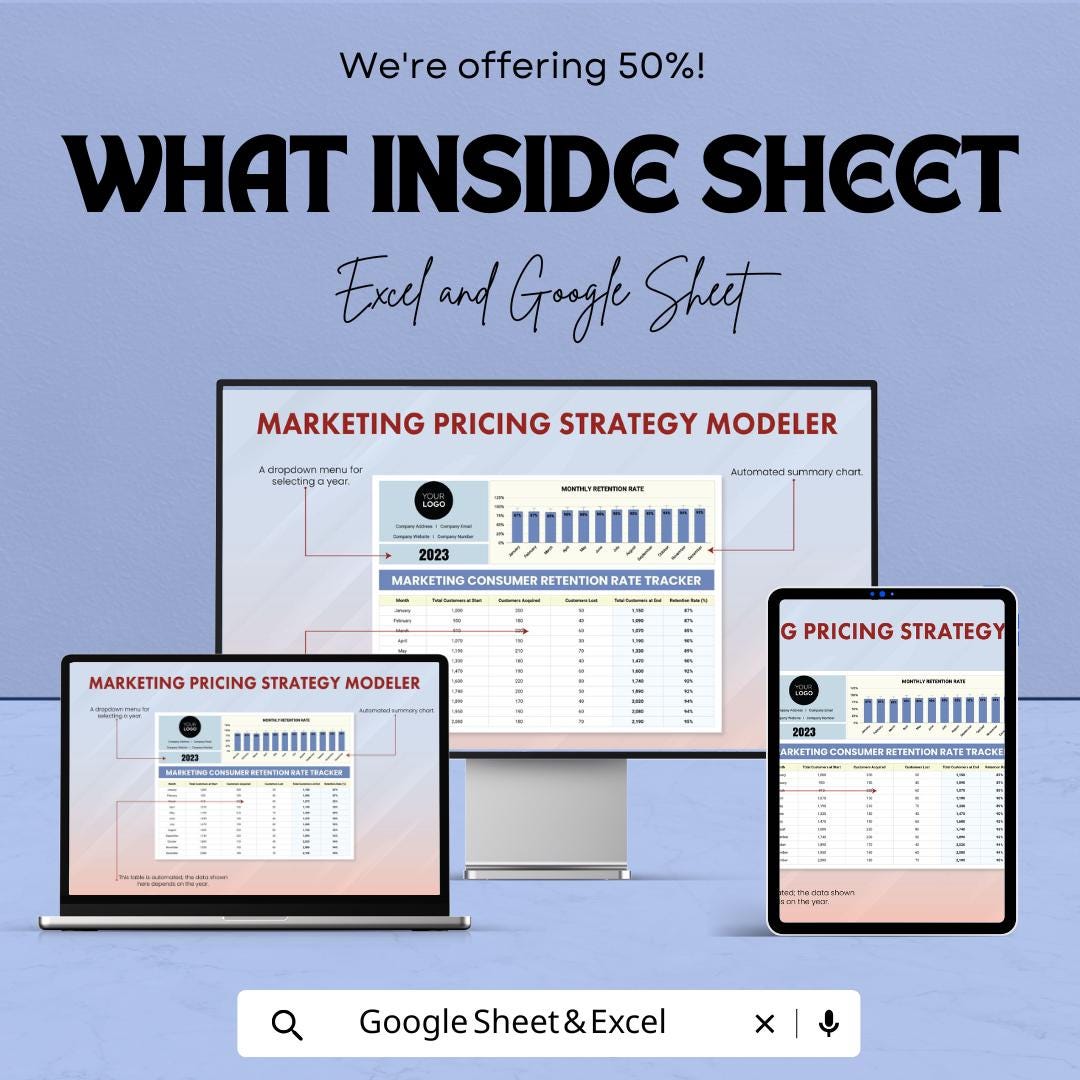 Marketing Consumer Retention Rate Tracker Template |  Customer Loyalty Analytics Spreadsheet