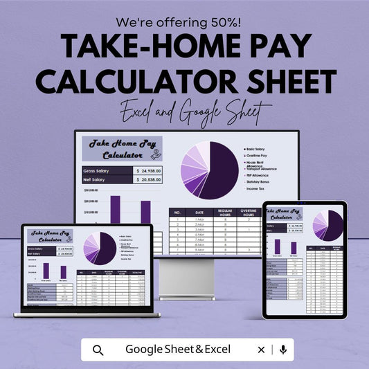 Take-home Pay Calculator Sheet | Tax Deduction Calculator | Excel & Google Sheet | Payroll Management | Instant Calculation
