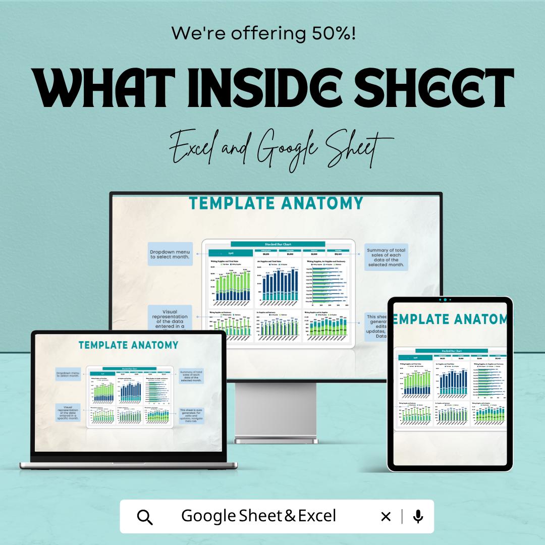 Stacked Bar Chart Template | Data Visualization Spreadsheet | Dashboard Chart Tool | Analytics Report Template
