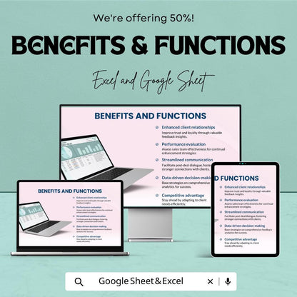 Sales Client Feedback Score Post-Deal Template | Excel & Google Sheets | Sales Performance Tracker | Client Satisfaction Analysis
