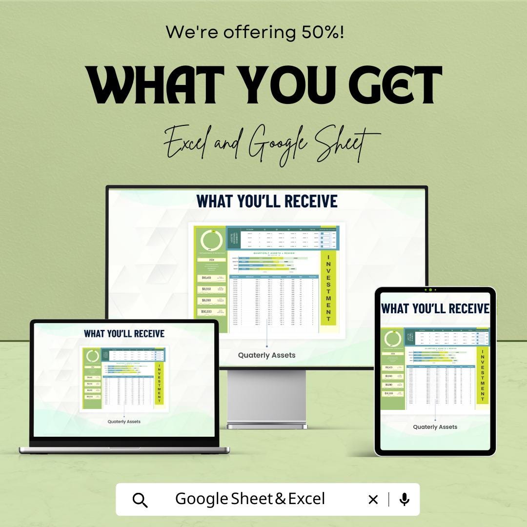Advanced Financial Investment Forecasting Template | Business Budget Planner | Financial Projection Dashboard | Excel & Google Sheets