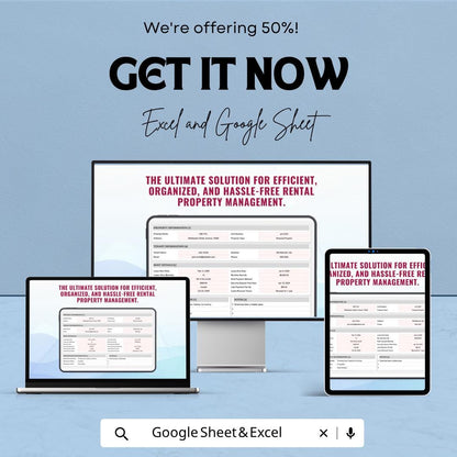 Printable Property Management Template | Rental Property Tracker Spreadsheet | Landlord Management Sheet | Excel & Google Sheets |