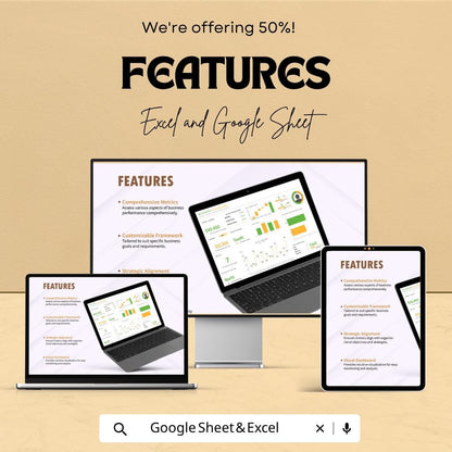 Business Scorecard Template | KPI Dashboard Spreadsheet | Business Performance Tracker | Sales Analytics Dashboard | Metrics Report Sheet
