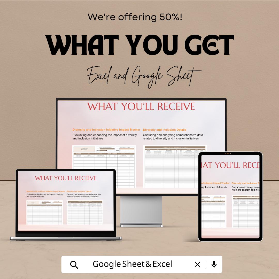 Diversity and Inclusion Initiative Impact Tracker HR Sheet | Excel & Google Sheets Template for HR and Workplace Inclusion