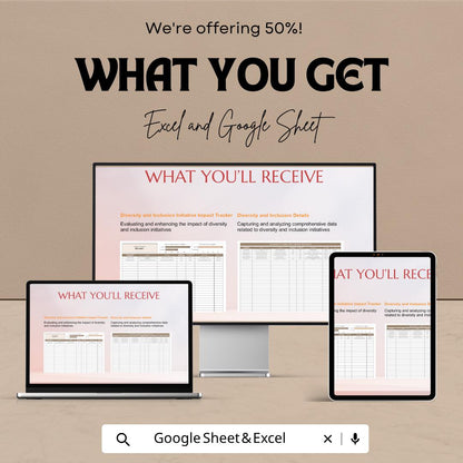 Diversity and Inclusion Initiative Impact Tracker HR Sheet | Excel & Google Sheets Template for HR and Workplace Inclusion