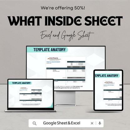 Small Business Profit and Loss Statement Sheet | Excel & Google Sheet Template | Financial Analysis for Small Businesses | Instant Download