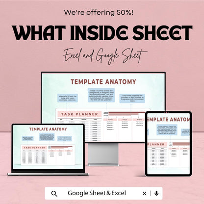 Task Planner Spreadsheet Template | To Do List Spreadsheet | Task Tracker Template | Productivity Planner | Daily Work Planner