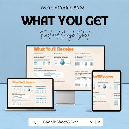 Project Budget Management Template | Project Budget Tracker Spreadsheet | Project Cost Management | Excel Google Sheets Budget Dashboard