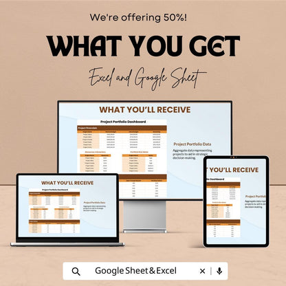 Project Portfolio Dashboard Template Excel and Google Sheets | Project Management Dashboard | Budget & Status Tracking Spreadsheet