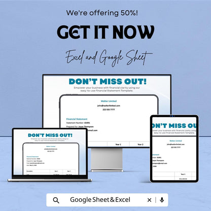 Financial Statement Sheet | Excel & Google Sheet Template | Business Financial Reporting Tool