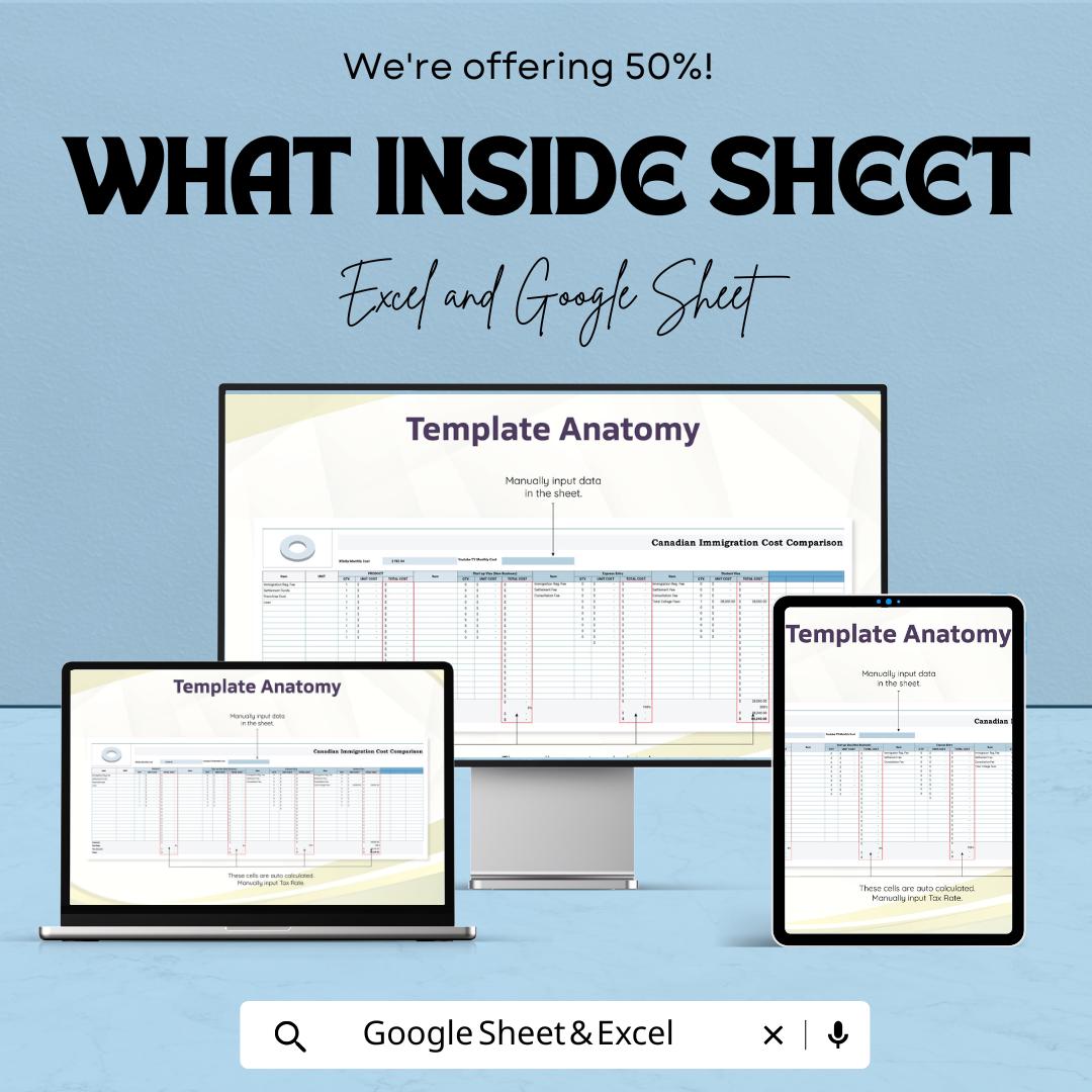 Cost Comparison Template | Price Analysis Spreadsheet | Cost Calculator | Supplier Comparison Sheet | Business Budget Tool
