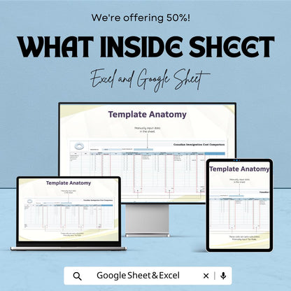 Cost Comparison Template | Price Analysis Spreadsheet | Cost Calculator | Supplier Comparison Sheet | Business Budget Tool