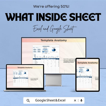 Expense Report Sheet | Financial Tracker Excel and Google Sheet Template | Budgeting & Expense Management Tool
