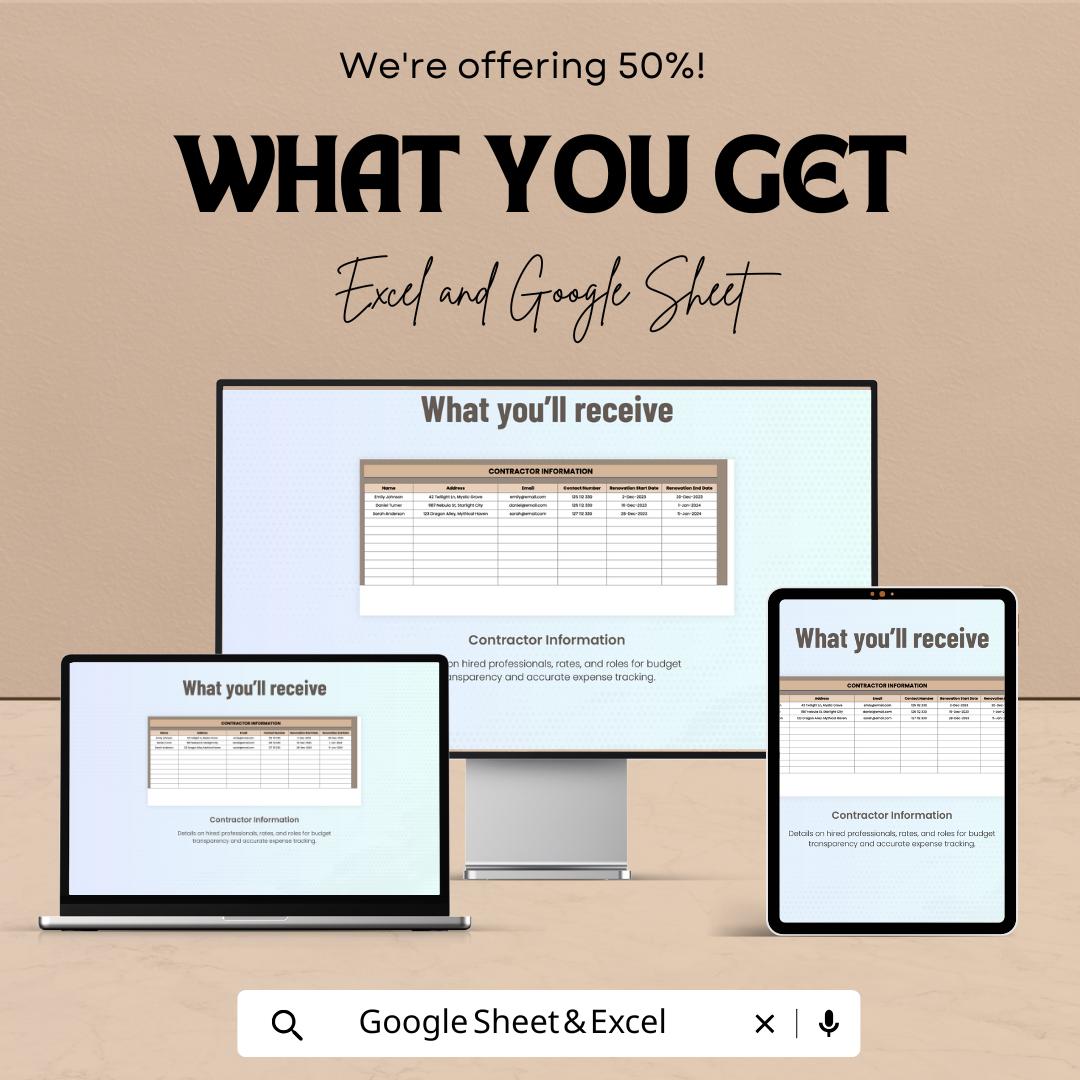 Bathroom Remodel Budget Sheet | Excel & Google Sheets Template | Renovation Budget Tracker | Home Improvement Budget Tool