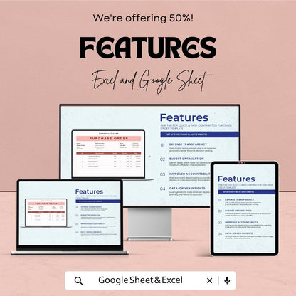 Contractor Purchase Order Template | Construction Purchase Order Form | Business Expense Tracker | Editable Order Sheet